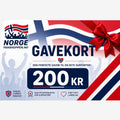 Fanshoppen Norge 200kr gift card for supporters, featuring Norwegian flag elements and cheering fans.