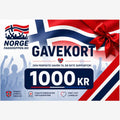 Fanshoppen Norge 1000kr gift card for supporters, featuring Norwegian flag and cheering crowd.