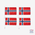 Fanshoppen Norge 4pk Norwegian car flags, red with blue and white cross design, for displaying national pride.