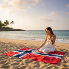 Fanshoppen Norge large Norwegian flag, 1.4x2m, red, white, and blue design with hanging loops. Ideal for events or decoration.