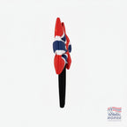Fanshoppen Norge headband with a large red, white, and blue bow featuring the Norwegian flag design.
