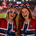 Fanshoppen Norge headband with a large red, white, and blue bow featuring the Norwegian flag design.