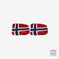 Fanshoppen Norge car side mirror covers featuring the Norwegian flag, red, white, and blue design.
