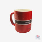 Fanshoppen Norge red supporter mug with text "NORGE VINNER VM!" and "FANSHOPPEN.NO"